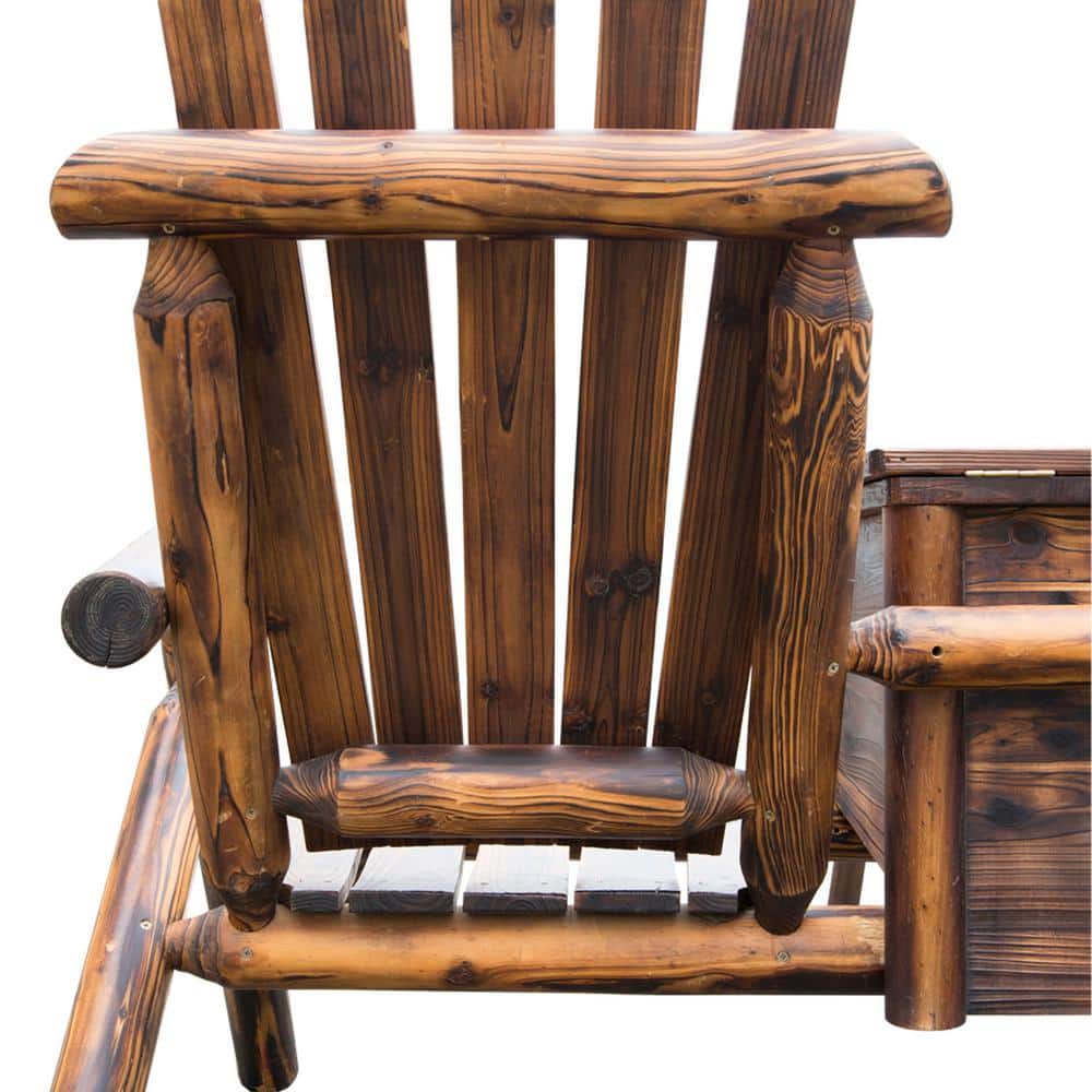 Rustic Brown Fir Wood Double Adirondack Loveseat with Ice Bucket