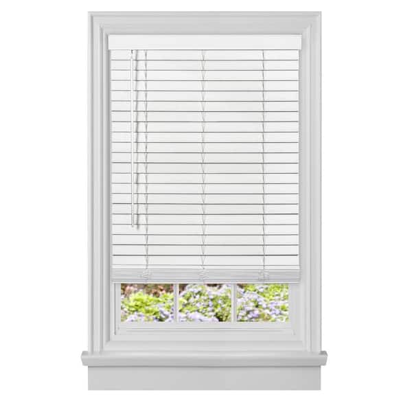 ACHIM GII Madera Falsa White Cordless Room Darkening Faux Wood Blind with 2 in. Slats 37 in. W x 64 in. L