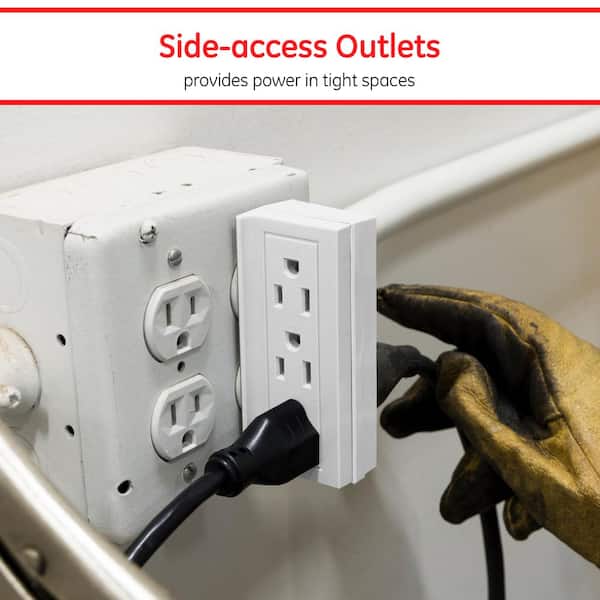 Side Entry Sideways Current Tap Power Strip 6 Outlet Dual Sided 