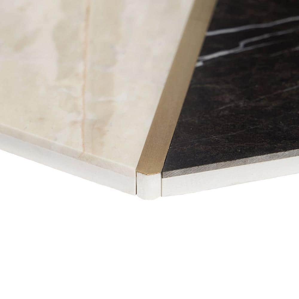 Saint Laurent Polished Marble and Brass Hexagonal Mosaic Tile