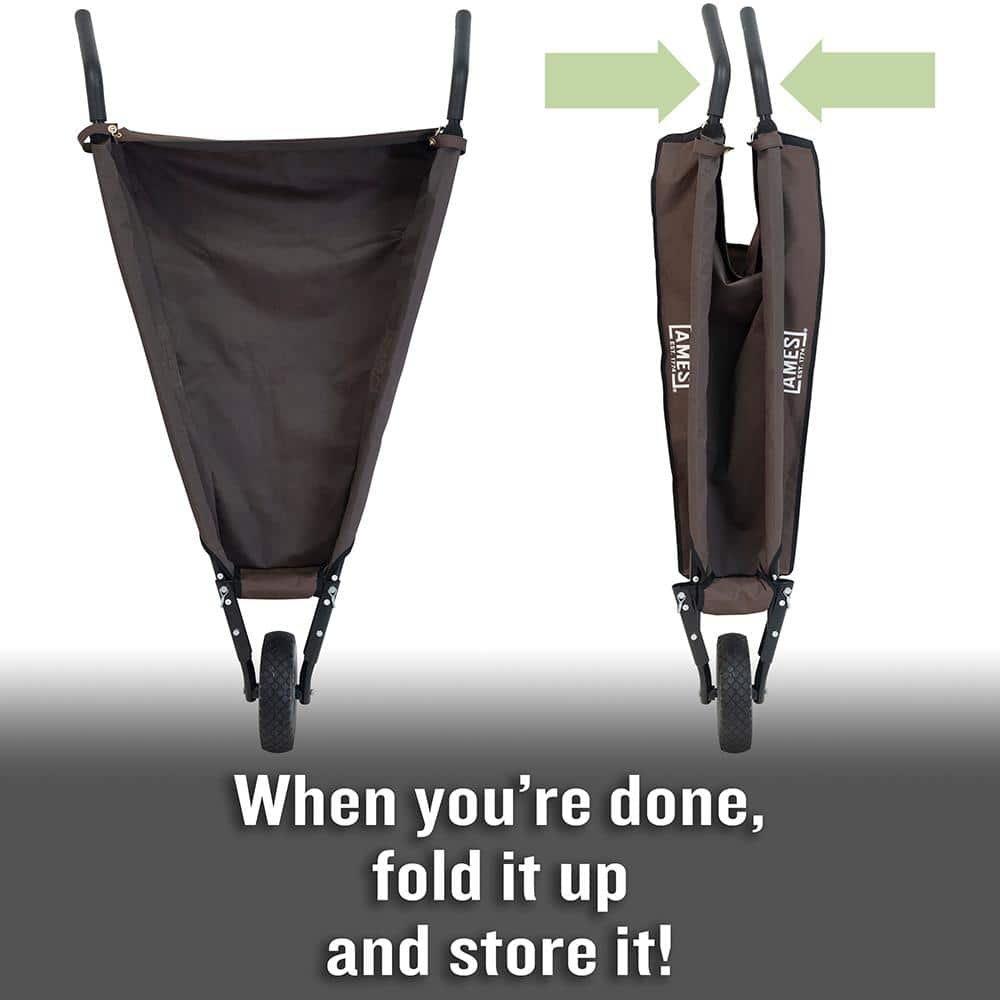 5 cu. ft. Brown Canvas Foldable Garden Wheelbarrow