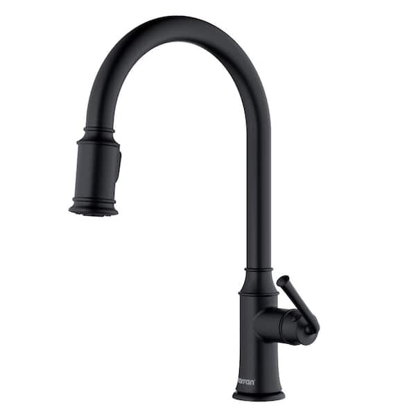 Auburn Single Handle Pull Down Sprayer Kitchen Faucet in Matte Black