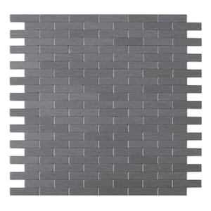Bricky DG Dark Grey 11.81 in. x 11.42 in. x 5 mm Metal Peel and Stick Wall Mosaic Tile (5.62 sq. ft./Case)
