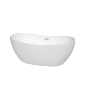 Rebecca 60 in. Acrylic Flatbottom Non-Whirlpool Bathtub in White with Polished Chrome Trim