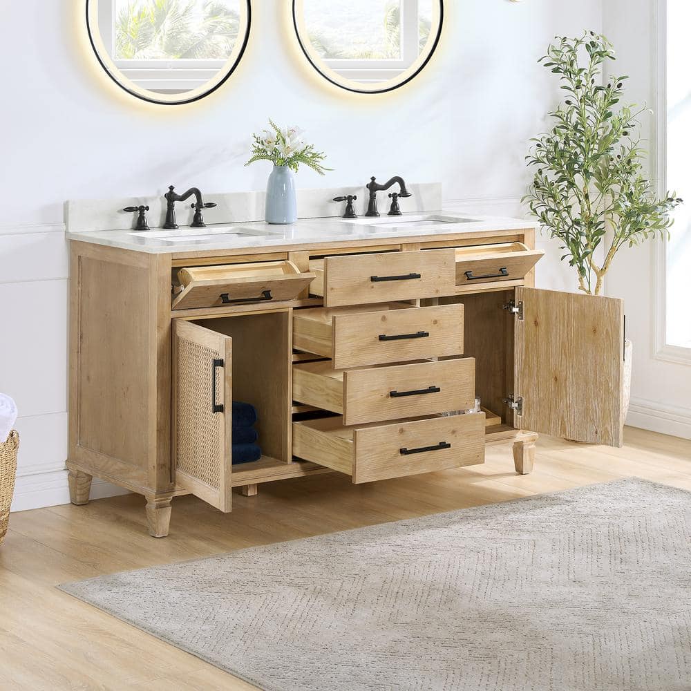Solana 60" Weathered Fir and White Quartz Vanity