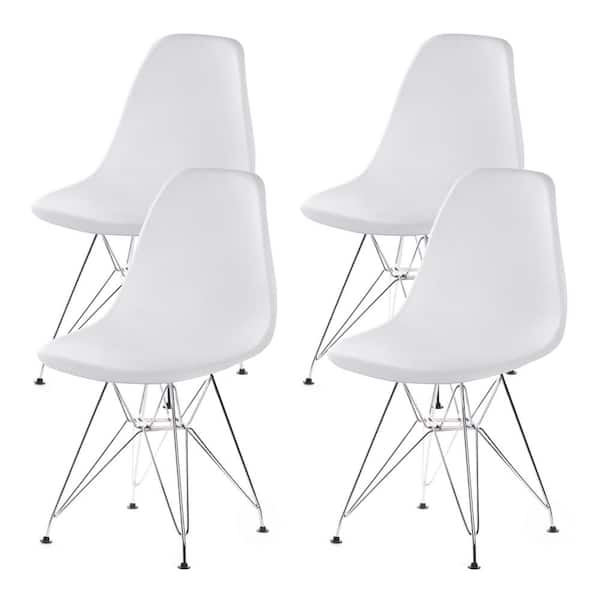 toewijzen Zoeken huichelarij FABULAXE Mid-Century White Modern Style Plastic DSW Shell Dining Chair with  Metal Legs QI003947.WT.4 - The Home Depot