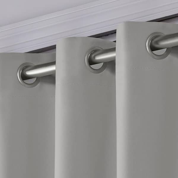 Sateen Patio Silver Solid Room Darkening 100 in. x 96 in. Grommet Top Curtain Panel (Single Set)
