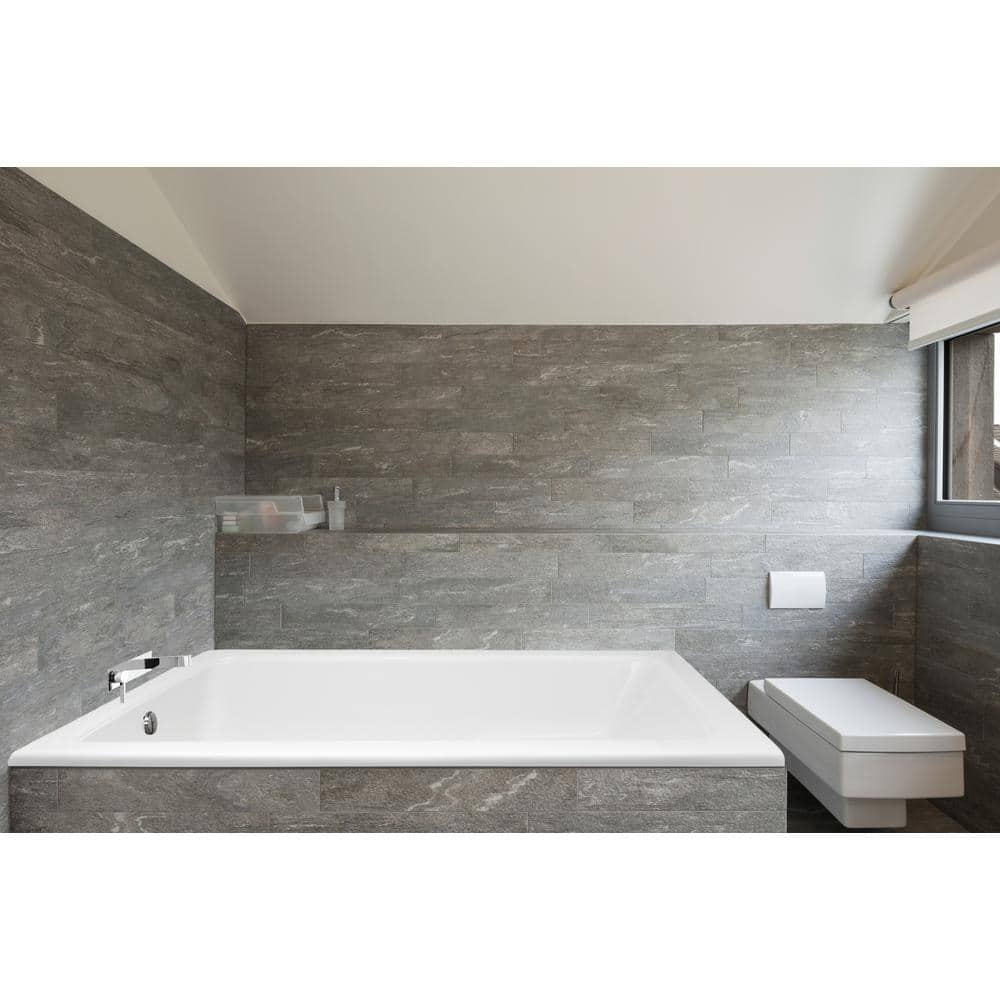 Modern White Acrylic Drop-In Bathtub with Jets