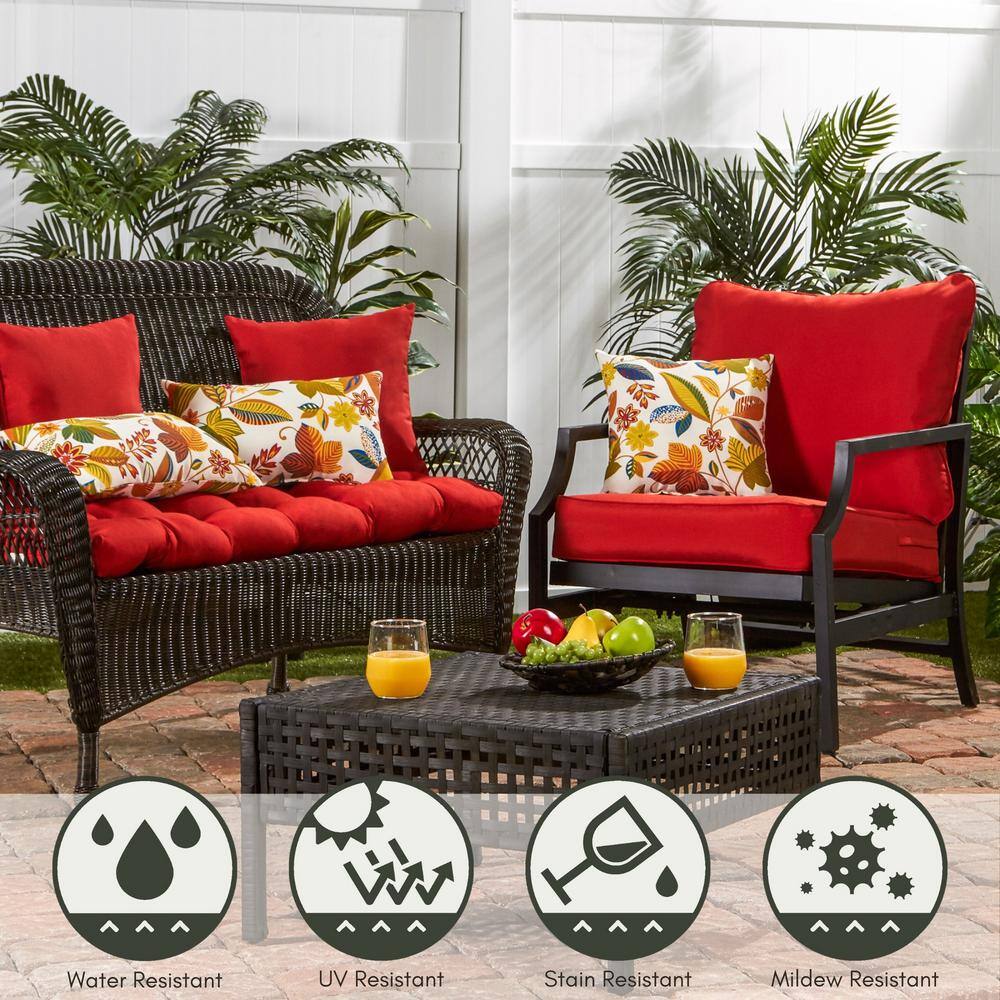 Salsa Red Polyester Outdoor Bench Seat Cushion 44 x 17 Inch