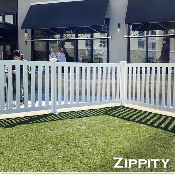 65.5 in. x 38 in. Davidson Hinged White Vinyl Portable Event Spaced Picket Fence Kit