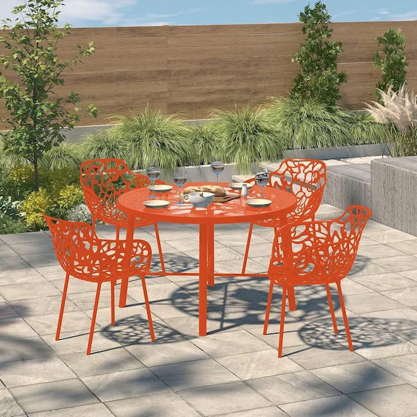 Orange Color Aluminum Side Chair-Set of 4