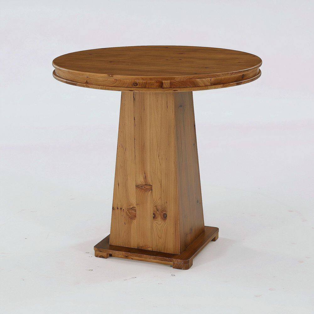 Small Walnut Solid Wood 31.5 in. Pedestal Round Dining Table, for Kitchen, Dining Room Seats 4, Small Table for Coffee