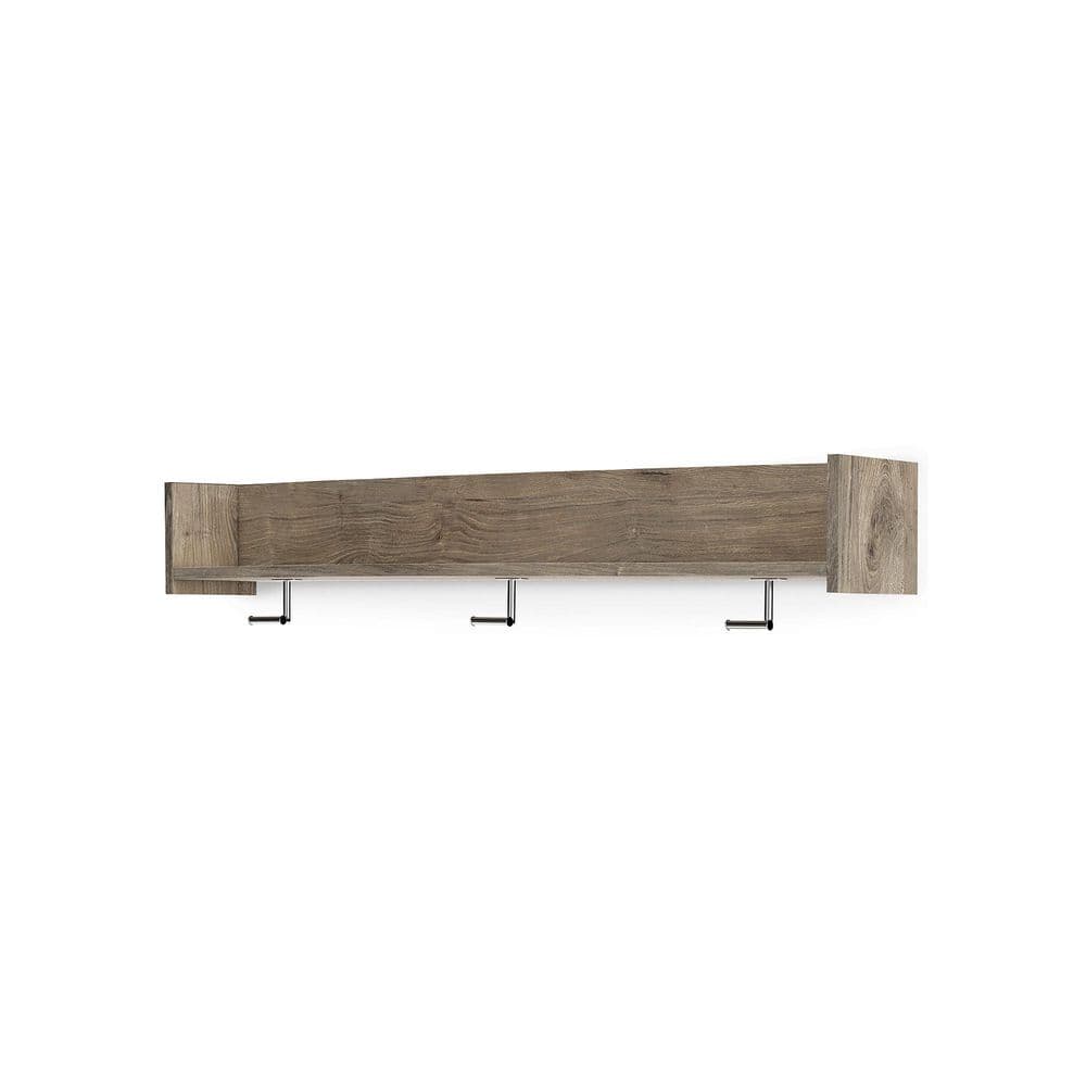 Rustic Black and Gray Wall Mounted Coat Rack with Shelf