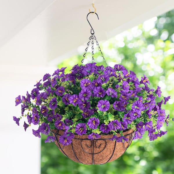 20.5 in. Purple Other Indoor/Outdoor Hanging Artificial Morning