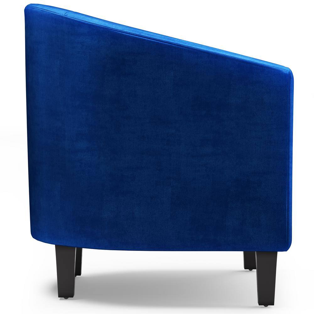 Austin Blue Velvet Barrel Accent Chair with Wood Legs
