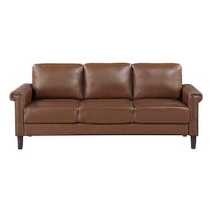 Lazzara Apollo 77 in. W Square Arm Faux Leather Rectangle Sofa in