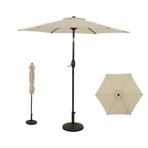 7.5 ft. Outdoor Steel Patio Market Umbrellas with Push Button Tilt and Crank, 6 Ribs in Beige, Base Not Included