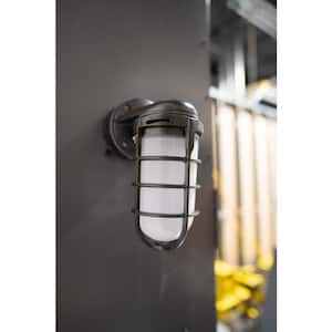 Hammered Black LED Outdoor Bulkhead Light with Vapor Tight wall Mounted