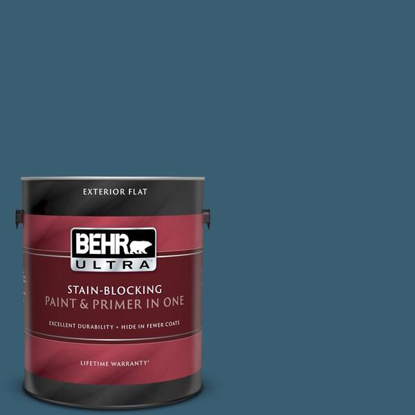 BEHR ULTRA 1 gal. #UL230-21 Bermudan Blue Flat Exterior Paint and Primer in One