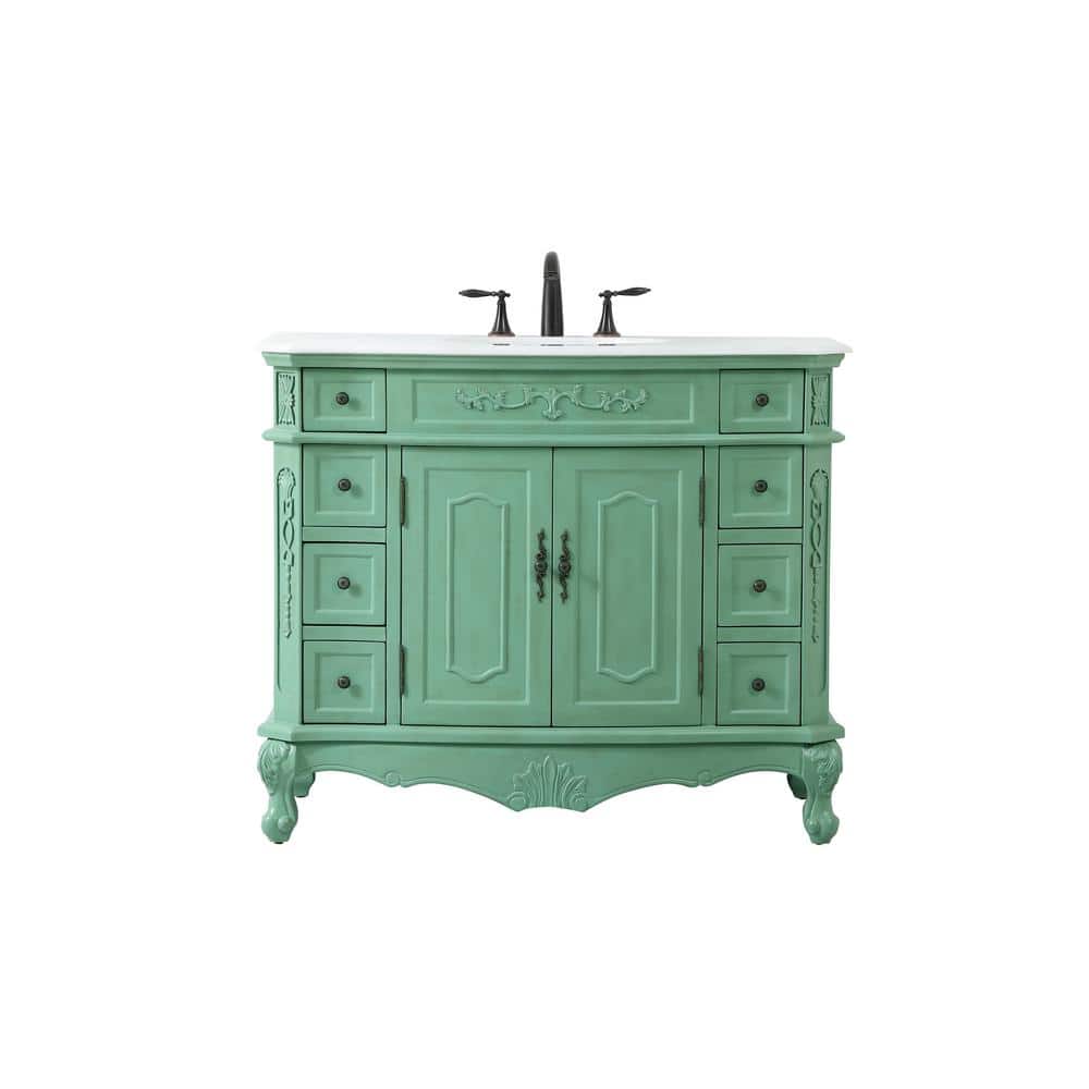 Simply Living 42 in. W x 21 in. D x 36 in. H Bath Vanity in Vintage Mint wi