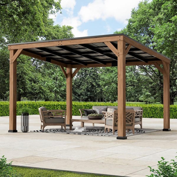 Ultra Series Cedar Wood Gazebo 10 ft. x 12 ft. with Hardtop Steel Roof, Grill Gazebo with Durable and Rot-Resistant