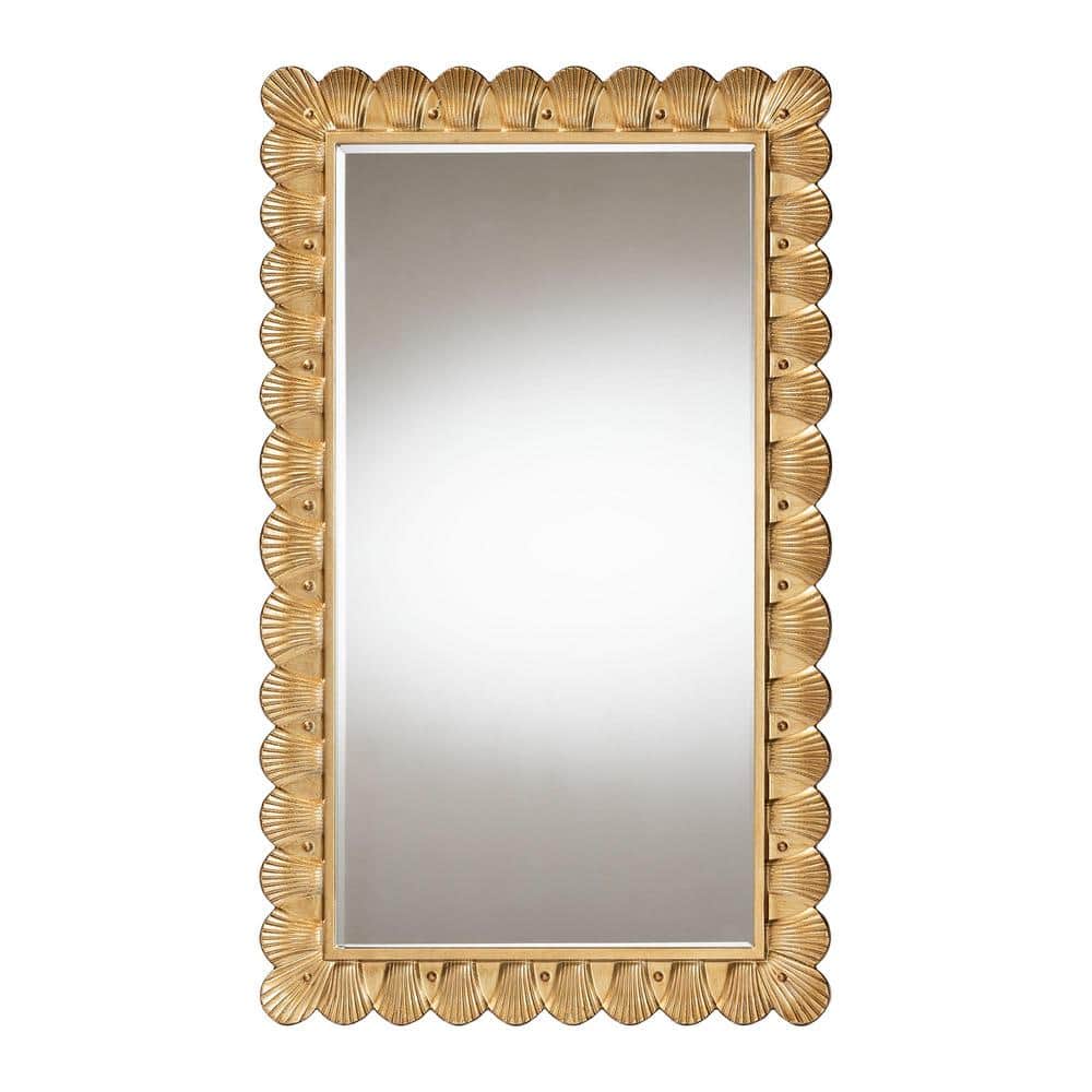 Vadim Antique Gold Seashell Border Rectangular Wood Mirror