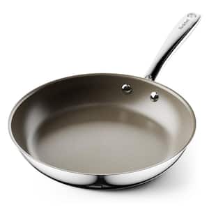 10 in. Stainless Steel Titanium Ceramic Nonstick Coating Frying Pan with Stainless Steel Stay Cool Ergonomical Handle