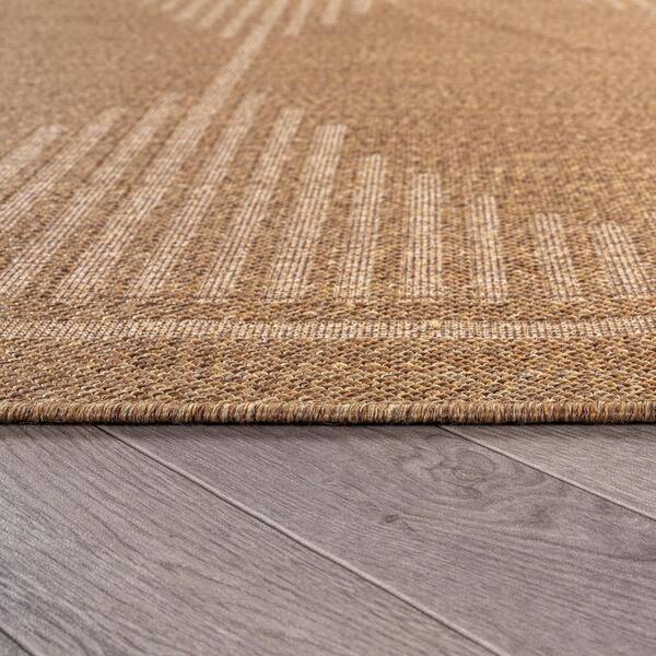 Geometric Sand/Natural Easy-Care Jute-Style Indoor/Outdoor Flat Woven 6 ft. 6 in. x 9 ft. Sand Area Rug