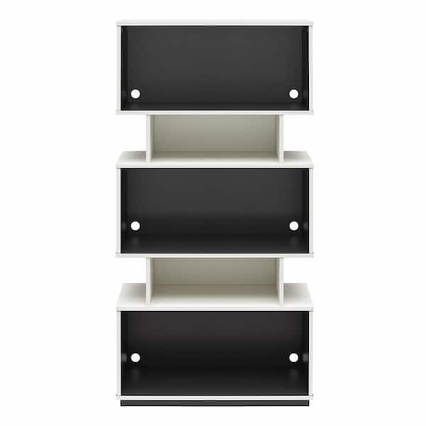 NTENSE Shadow Gaming Storage Unit Bookcase, White and Matte Black