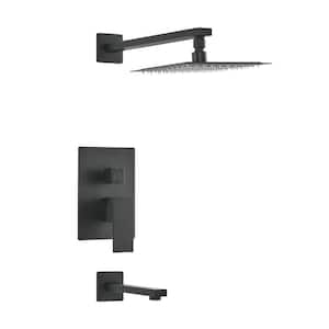 Concorde 1-Spray Pattern with 1.8 GPM 8 in. Wall Mounted Fixed Shower Head in Black Matte