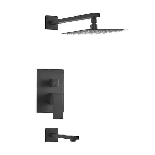 Swiss Madison Concorde 1-Spray Pattern with 1.8 GPM 8 in. Wall Mounted Fixed Shower Head in Black Matte