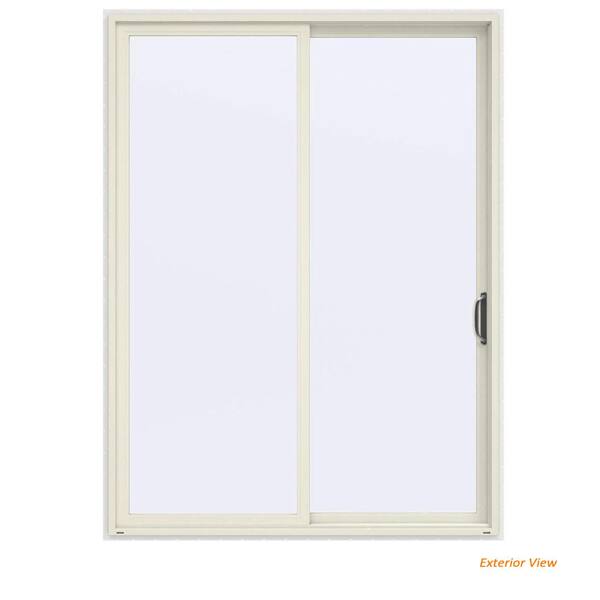 JELD-WEN 72 in. x 96 in. V-4500 Contemporary Vanilla Painted Vinyl Right-Hand Full Lite Sliding Patio Door w/White Interior