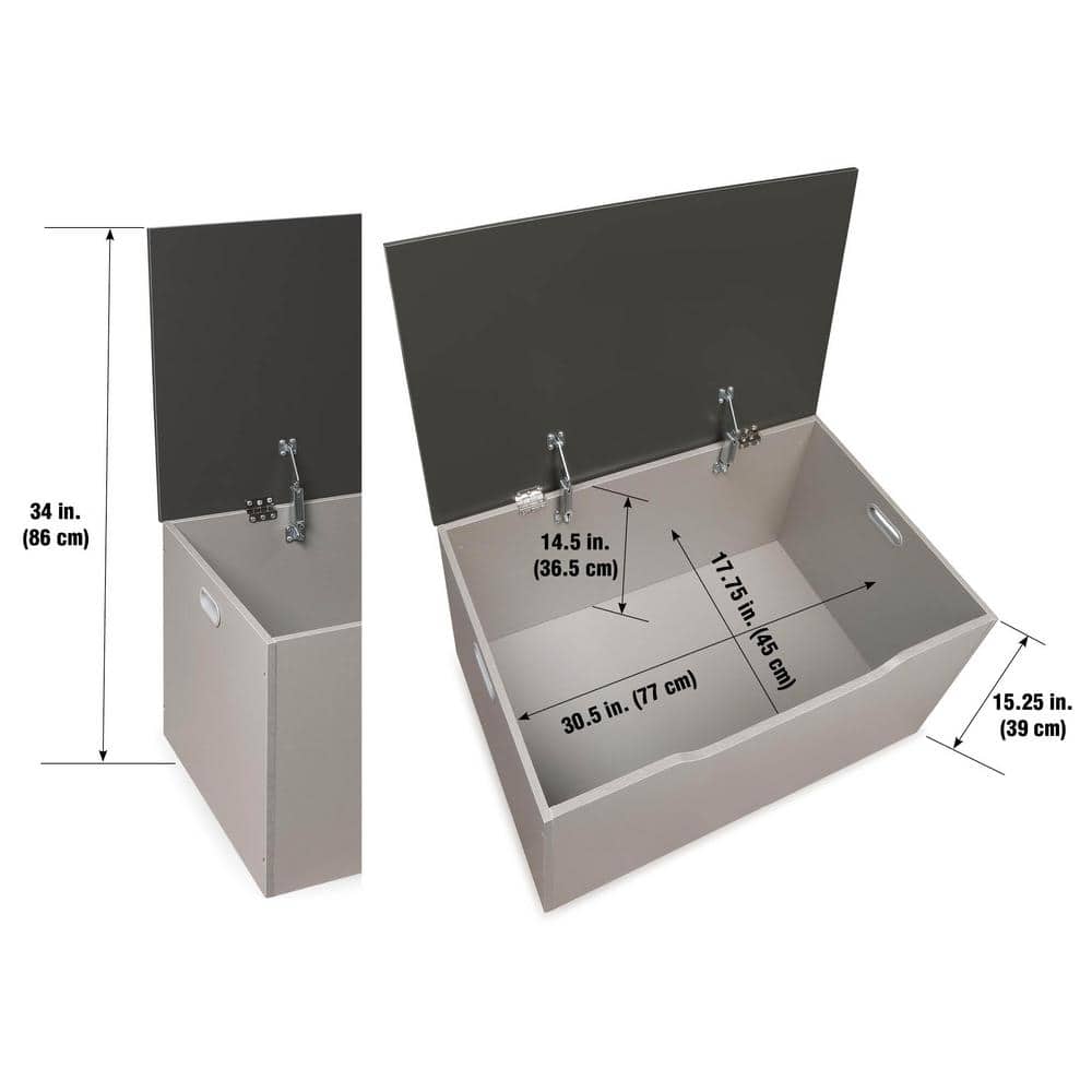 Light Gray and Dark Gray Woodgrain Toy Storage Bench
