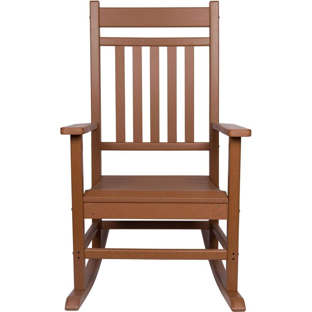 Berkshire Traditional All-Weather HDPE Brown Rocking Chair with Arms