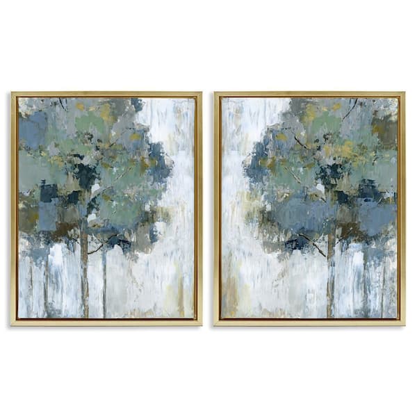 Stupell Industries Tree Impressions Abstract by Nan 2-Pieces Gold Floater Frame Nature Graphic Art Print 21 in. x 17 in.