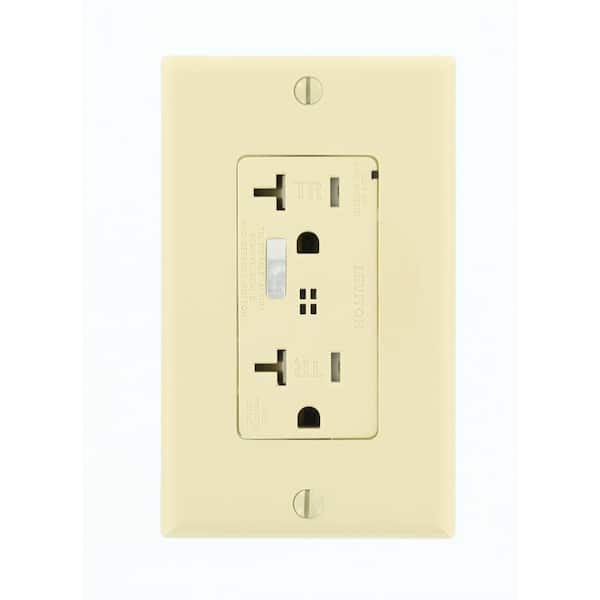Decora Plus 20 Amp 125 V Surge Tamper Resistant Duplex Outlet/Receptacle w Alarm, Ivory (1-Pack) T7380-I