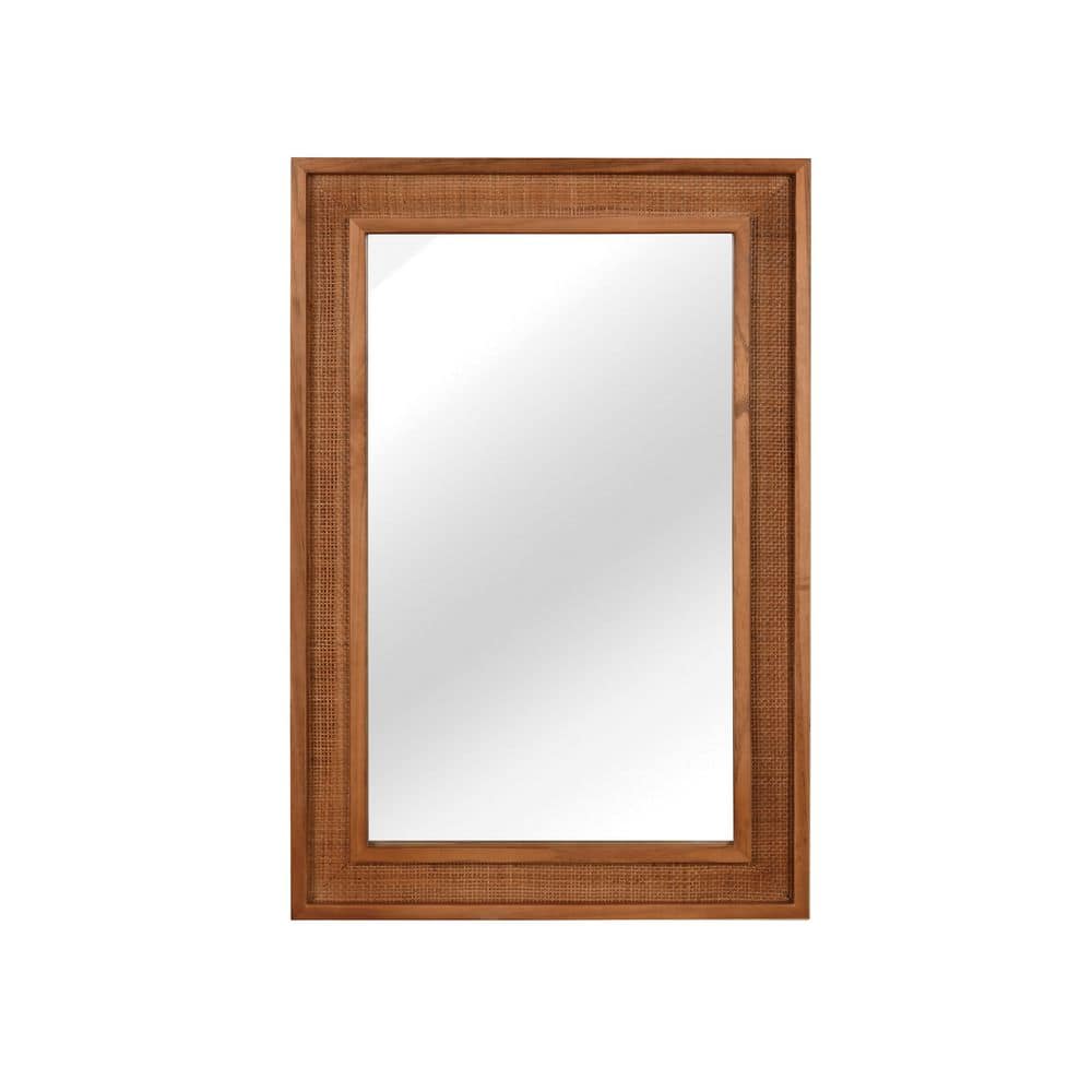 20 in. W x 30 in. H Rattan Rectangle Solid Wood Framed Wall Mounted Bathroom Vanity Mirror in Yellowish Brown price history on PriceWatchPro