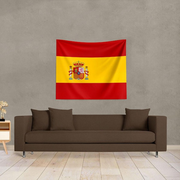 Spain Flag Geometric Multicolor Wall Hanging 50x60 in.