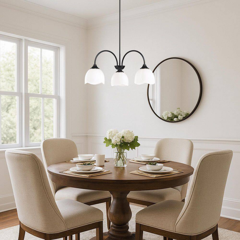 3-Light 24 in. Black Modern Down Shaded Dimmable Chandeliers Dining Kitchen Ceiling Lights Foyer Bedroom Lighting price history on PriceWatchPro