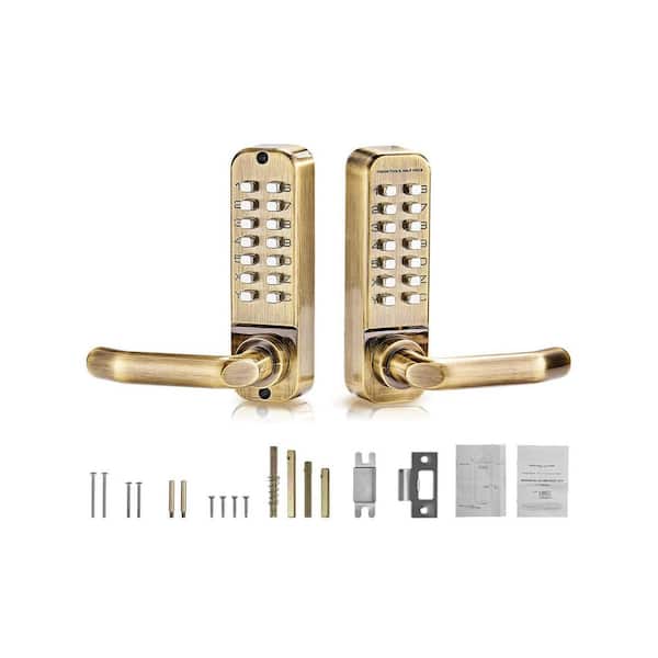 Mechanical Keyless Entry Door Lock, 14 Key Mechanical Door Lock, Mechanical Keypad Door Lock with Handle, 2025 Upgrade