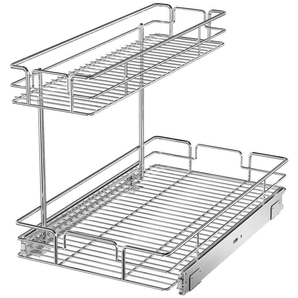 Silver 2-Tier Metal Pull-Out Under Sink Organizer