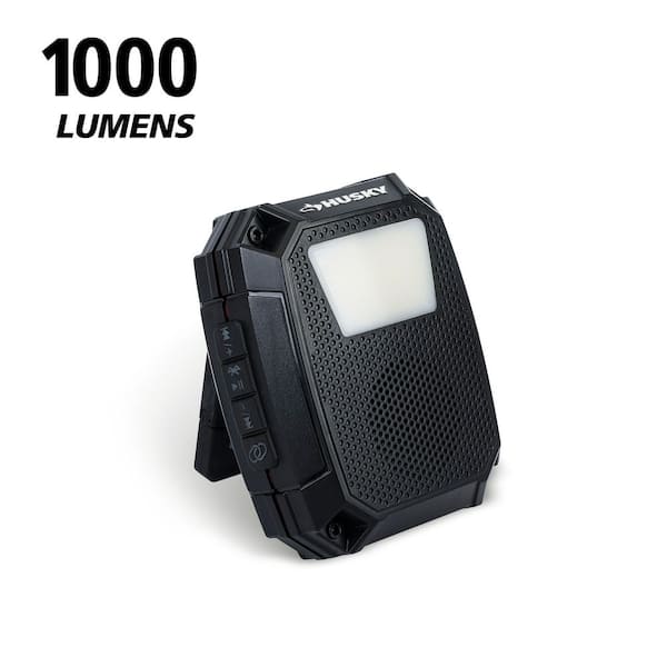 Husky 1000 Lumens Rechargeable Utility Light with Bluetooth Speaker