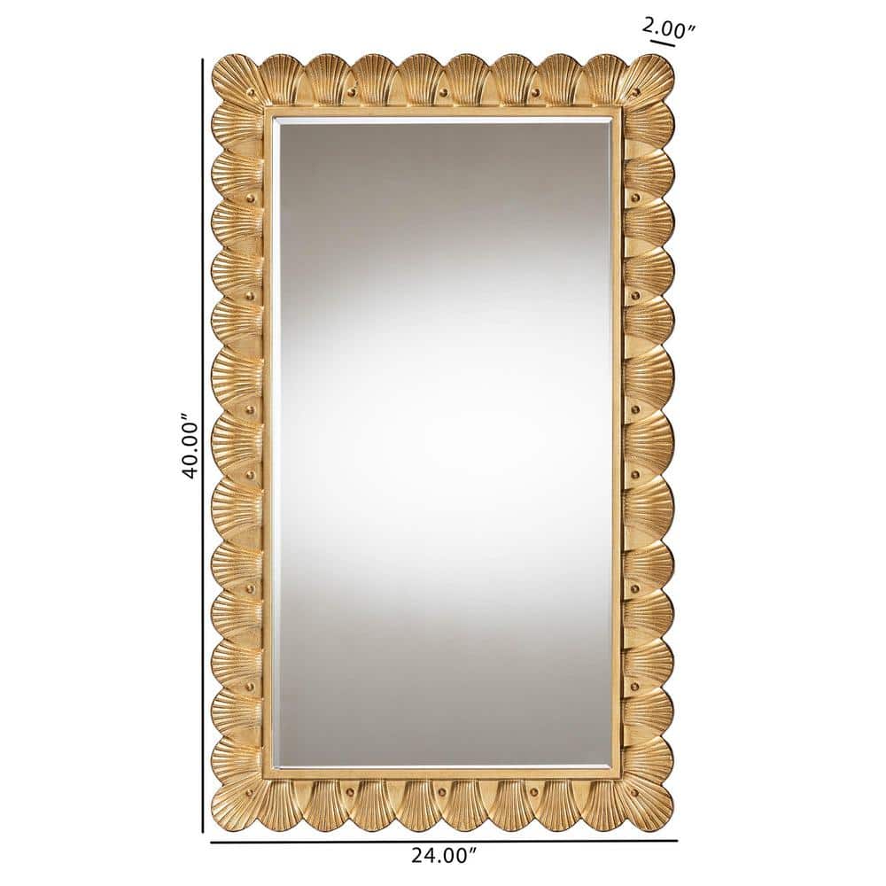 Vadim Antique Gold Seashell Border Rectangular Wood Mirror