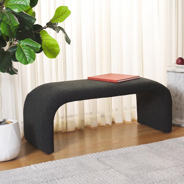Tenko Black Entryway Bench With Cushion 44.69 in.
