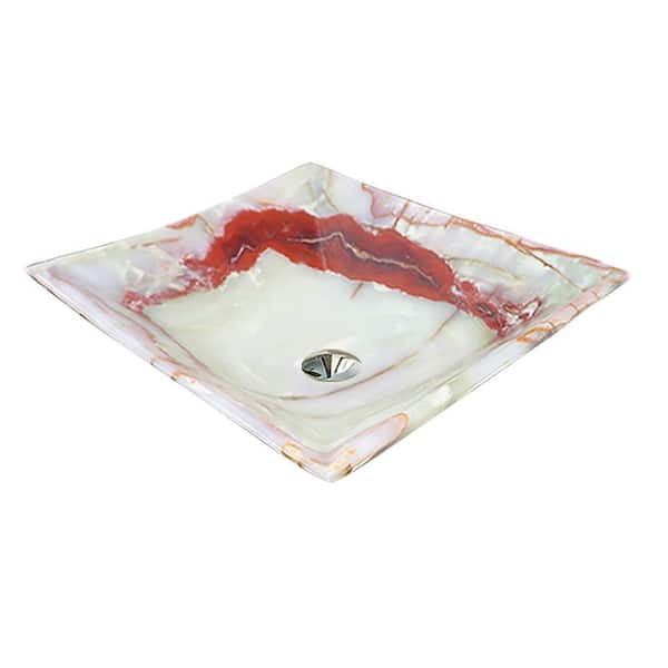 Handmade Marble Onyx Bathroom Sink, 17.5 in. Rectangular Vessel Sink, Moss Green