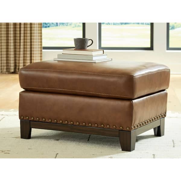 Brendola Brown Leather Rectangle Cocktail Medium Ottoman
