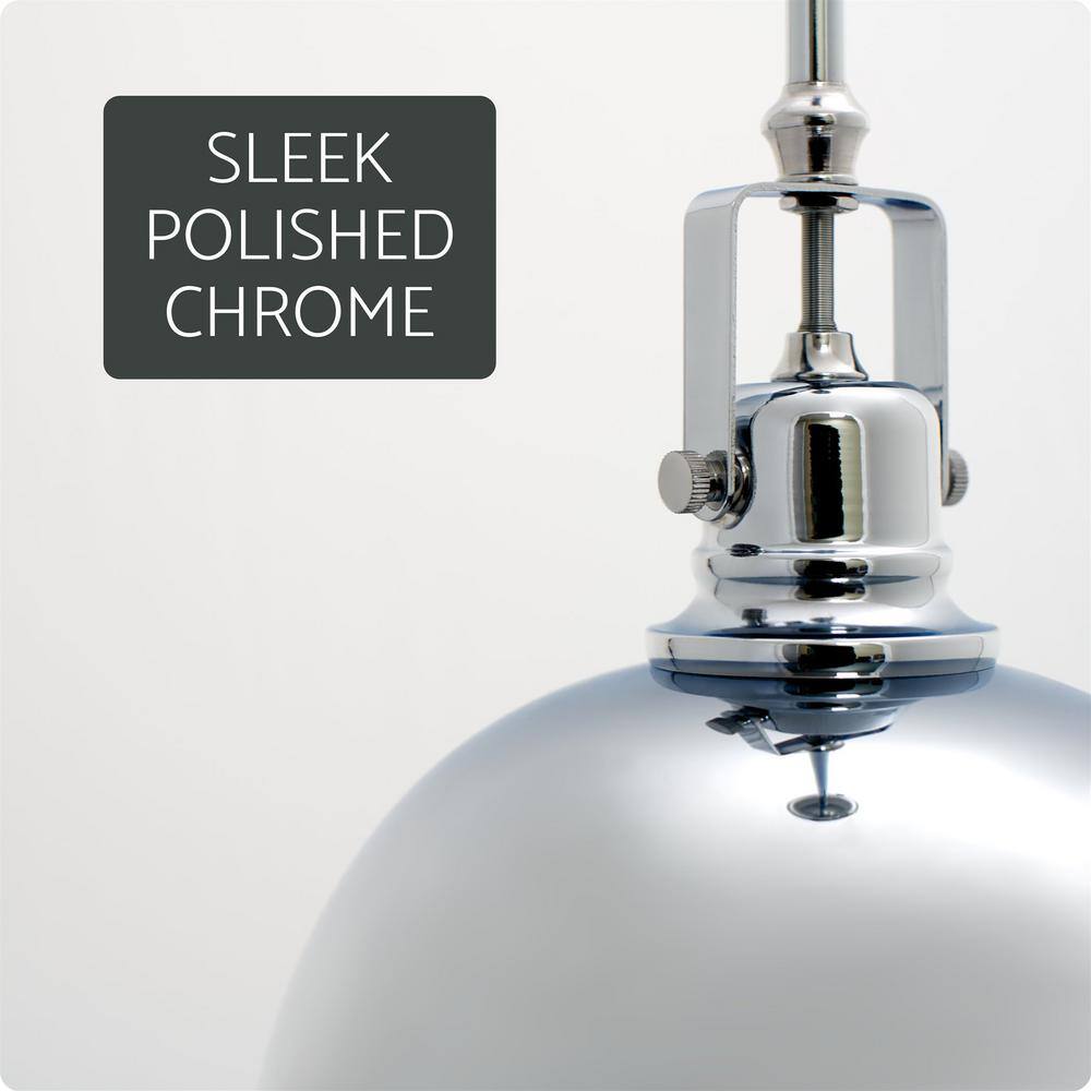 Elegant Chrome Dome Pendant Light with Adjustable Height and Swivel Joint