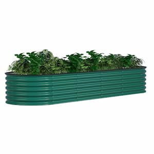 8 ft. x 2 ft. x 1.4 ft. Galvanized Steel Raised Garden Bed 9-in-1 Planter Box Outdoor, Green