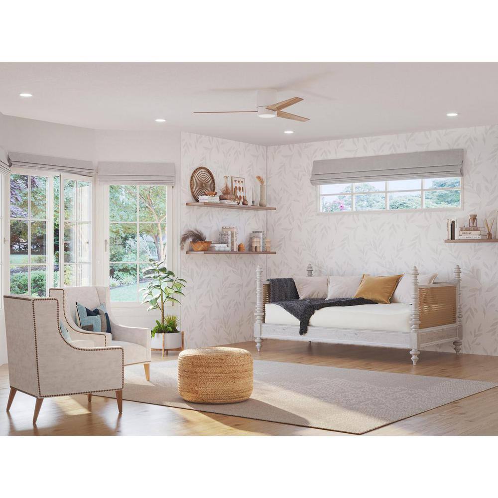 Braden 56'' Satin White LED Hugger Ceiling Fan with Remote