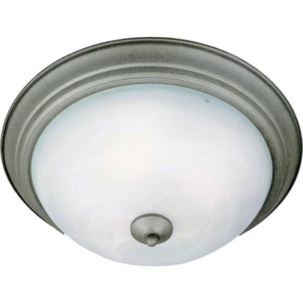 Oriax Infinite 2 Light 6 in. Pewter Flush Mount with Marble Glass Shade